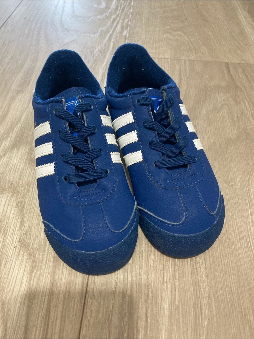 adidas Kids Navy Blue Samoa Sneakers with White Stripes